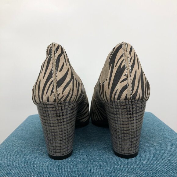 Maciejka Beige Zebra Print Block Heel Round Toe Shoes size 6 (EU 36) - Picture 3 of 16